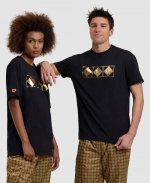 Arena 50th Anniversary Gold T-shirt Miesten Shortsit Mustat | 83129NCVG