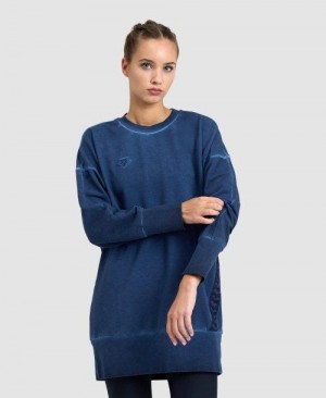 Arena Icons Oversized Crewneck Naisten Villapusero Laivastonsininen Laivastonsininen Valkoinen | 01356GEKO