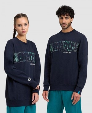 Arena Logo Crewneck Naisten Villapusero Laivastonsininen Laivastonsininen | 27438HACX