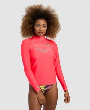 Arena Long Sleeve Rash Guard Naisten Villapusero Punainen | 81452YEPQ