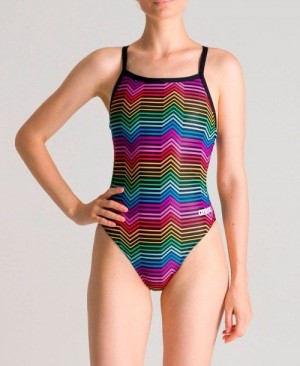 Arena Multicolor Stripes Challenge Back One Piece Naisten Body Mustat Monivärinen | 05376VMEJ