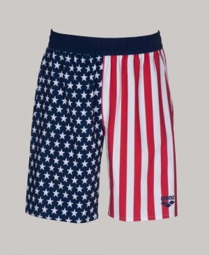 Arena Official Usa Swimming National Team Flag Print Bermuda Short Miesten Shortsit Monivärinen | 25489XAHY