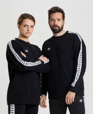 Arena Oversized Team Sweatshirt Miesten Neulepuserot Mustat Valkoinen Mustat | 70495SVOG