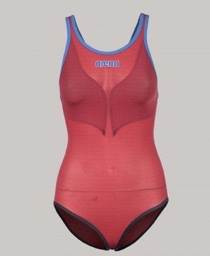 Arena Powerskin Carbon Duo Top - Open Back Naisten Toppi Laivastonsininen Punainen Valkoinen | 69502QSDA