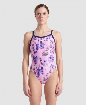 Arena Rose Textures Xcross Back One Piece Naisten Body Pinkki | 64879YKRL