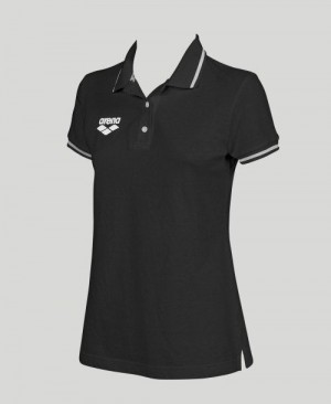 Arena Team Line Short Sleeve Polo Naisten Shortsit Mustat | 68394WNVZ