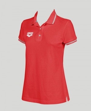 Arena Team Line Short Sleeve Polo Naisten Shortsit Punainen | 45908XCDL