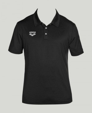 Arena Team Line Tech Short Sleeve Polo Miesten Shortsit Mustat | 52930QVGH