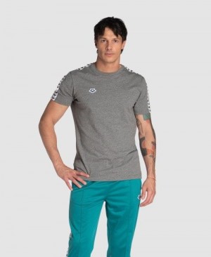 Arena Team Us T-shirt Miesten Shortsit Tummanharmaat Valkoinen | 21508SZHJ