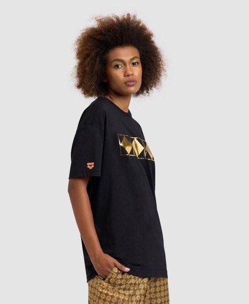 Arena 50th Anniversary Gold T-shirt Miesten Shortsit Mustat | 83129NCVG