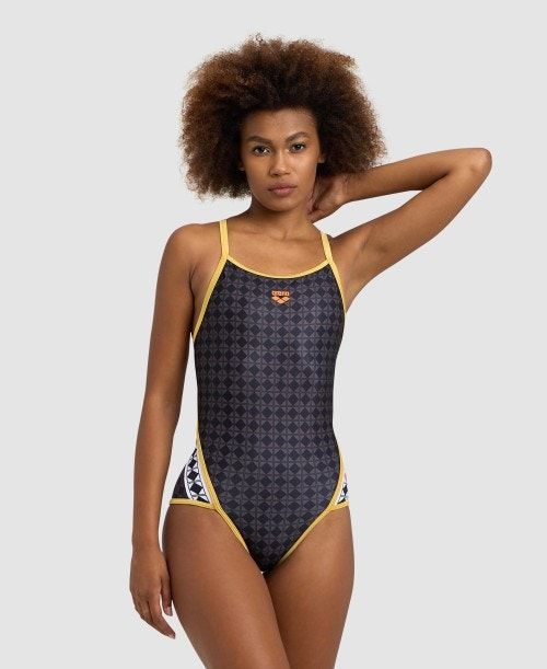 Arena 50th Superfly Back One Piece Naisten Body Mustat Monivärinen Kultaiset | 68012VIDU