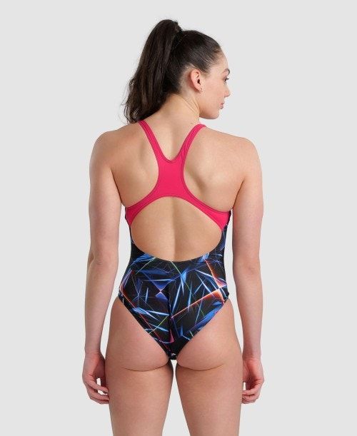 Arena Allover Pro Back One Piece Naisten Body Mustat Monivärinen Pinkki | 80217TYCN