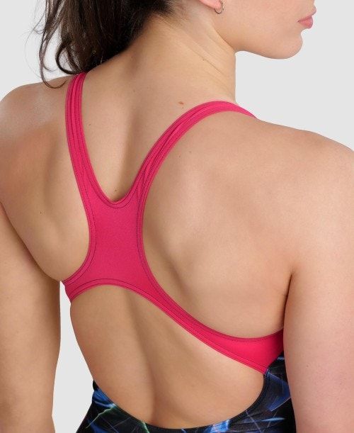 Arena Allover Pro Back One Piece Naisten Body Mustat Monivärinen Pinkki | 80217TYCN