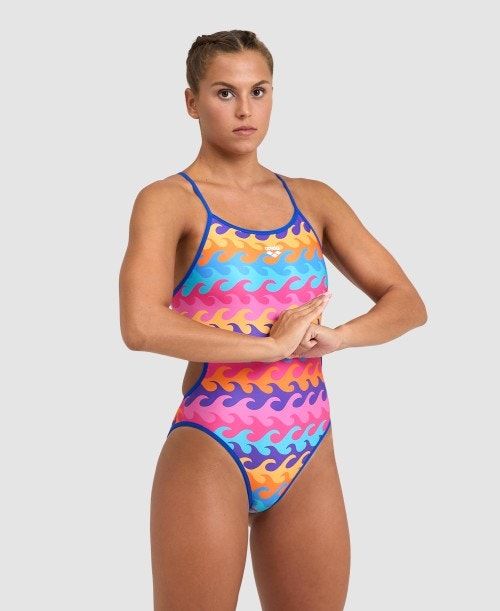 Arena Allover Reversible Challenge Back One Piece Naisten Body Sininen Monivärinen | 42608SXRF