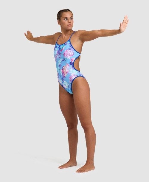 Arena Allover Reversible Challenge Back One Piece Naisten Body Sininen Monivärinen | 42608SXRF