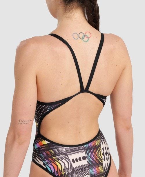 Arena Allover Super Fly Back One Piece Naisten Body Mustat Monivärinen | 69153RQZG