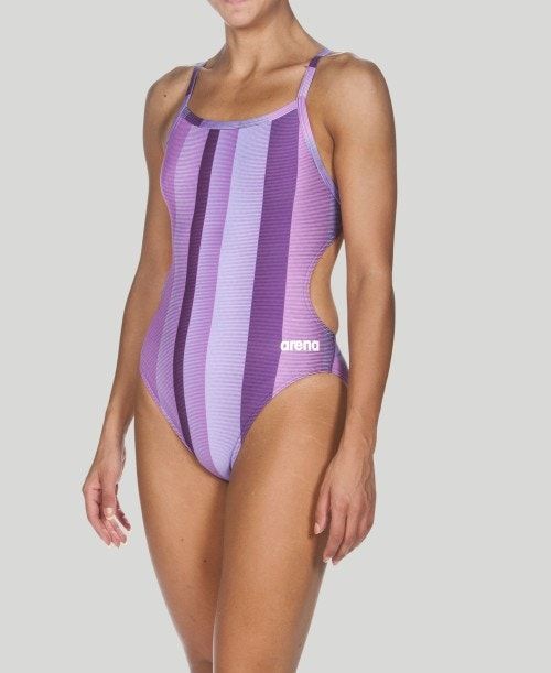 Arena Blended Stripe Challenge Back - Maxlife Naisten Uimapuvut Violetit | 10294WBLQ