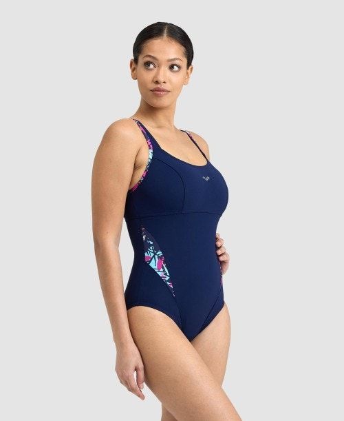 Arena Bodylift Francy Panel Strap Back One Piece Naisten Body Laivastonsininen Pinkki Monivärinen | 80945UDZH