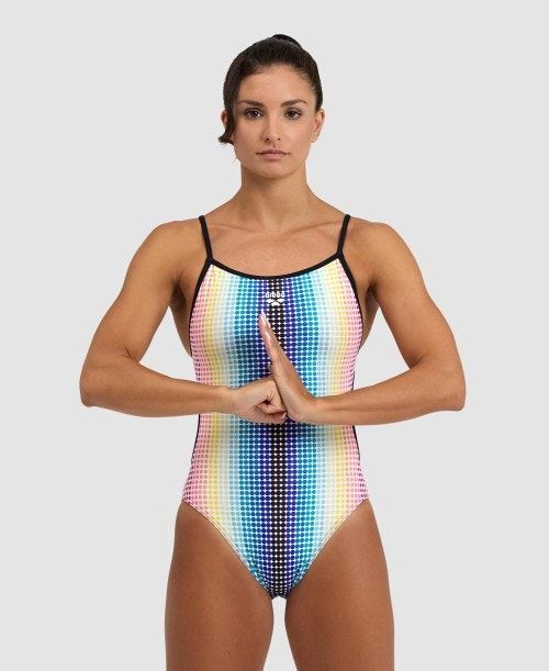 Arena Circle Stripe Lace Back One Piece Naisten Body Mustat Monivärinen | 48795DHEZ