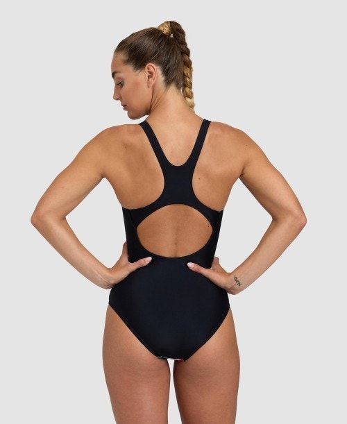 Arena Flower Control Pro Back One Piece Naisten Body Mustat Mustat Monivärinen | 05136OEPR