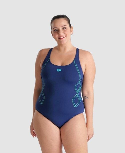 Arena Graphic V Back Plus One Piece Naisten Body Laivastonsininen | 87130KQUV