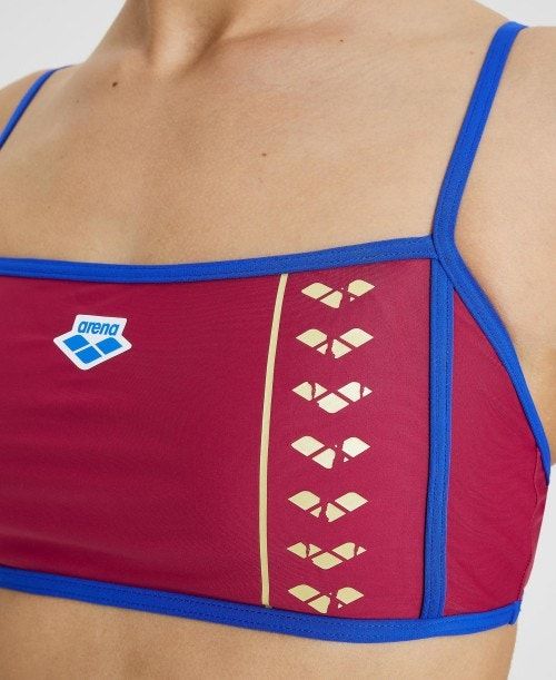 Arena Icons Logo Bandeau Bikini Naisten Bikinit Viininpunainen Sininen | 13260BGWH