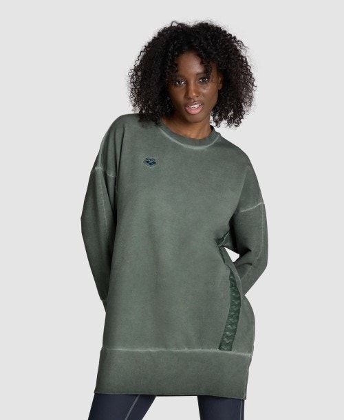 Arena Icons Oversized Crewneck Naisten Villapusero Oliivinvihreä | 18297SMBR