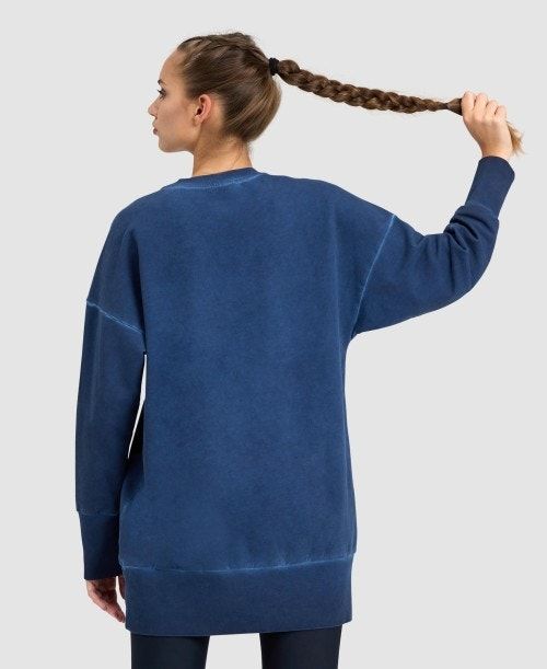 Arena Icons Oversized Crewneck Naisten Villapusero Laivastonsininen Laivastonsininen Valkoinen | 01356GEKO