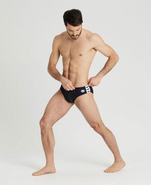 Arena Icons Solid Brief Miesten Alushousut Mustat | 50238QXVP