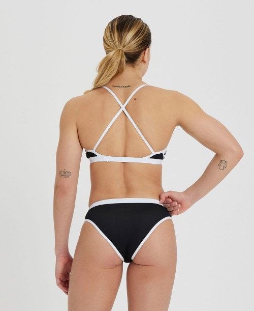 Arena Icons Solid Cross Back Bikini Naisten Bikinit Mustat Valkoinen | 97160KOQV