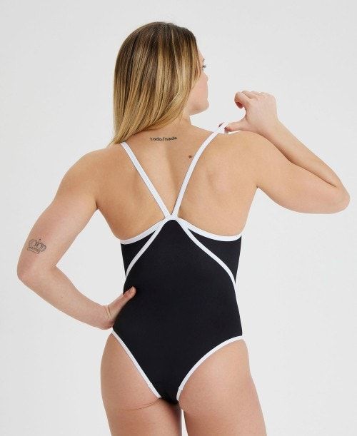 Arena Icons Solid Super Free Back One Piece Naisten Body Mustat Valkoinen | 90841LRPB