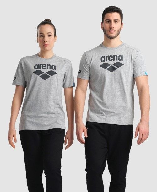 Arena Logo Cotton T-shirt Miesten Shortsit Harmaat | 32084CBJD