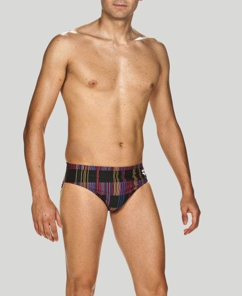 Arena Mixed Stripes Brief - Maxlife Miesten Alushousut Mustat Monivärinen | 21304GIYZ