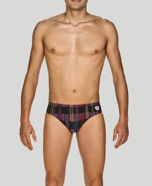 Arena Mixed Stripes Brief - Maxlife Miesten Alushousut Mustat Monivärinen | 21304GIYZ