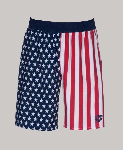 Arena Official Usa Swimming National Team Flag Print Bermuda Short Miesten Shortsit Monivärinen | 25489XAHY