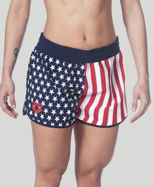 Arena Official Usa Swimming National Team Flag Print Short Naisten Shortsit Monivärinen | 62840UWKM