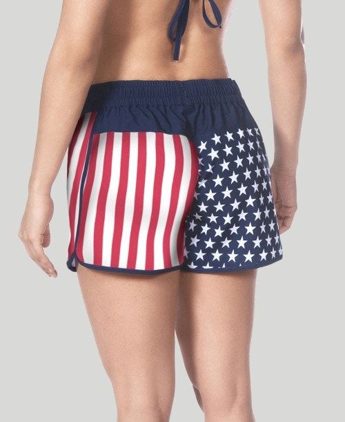 Arena Official Usa Swimming National Team Flag Print Short Naisten Shortsit Monivärinen | 62840UWKM