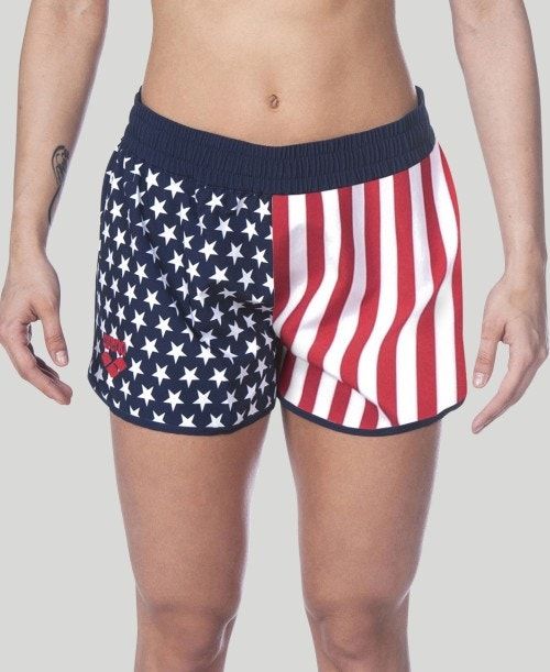 Arena Official Usa Swimming National Team Flag Print Short Naisten Shortsit Monivärinen | 62840UWKM