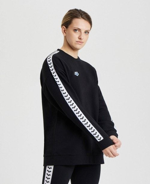 Arena Oversized Team Sweatshirt Miesten Neulepuserot Mustat Valkoinen Mustat | 70495SVOG