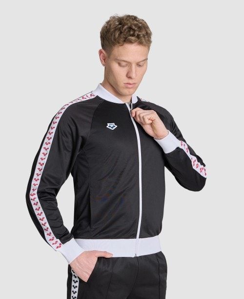 Arena Relax Iv Team Full-zip Jacket Miesten Takit Mustat Valkoinen Punainen | 75146QJVH