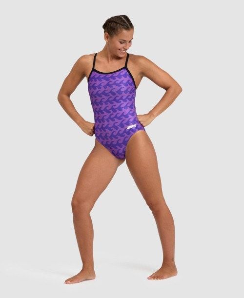 Arena Ride The Wave Light Drop Back One Piece Naisten Body Mustat Violetit | 47601HKOA