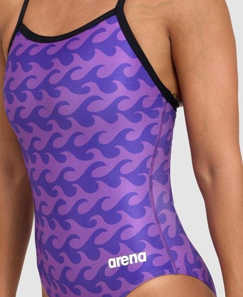 Arena Ride The Wave Light Drop Back One Piece Naisten Body Mustat Violetit | 47601HKOA