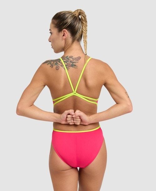 Arena Solid Lace Back One Piece Naisten Body Pinkki Vihreä | 96024EAUC