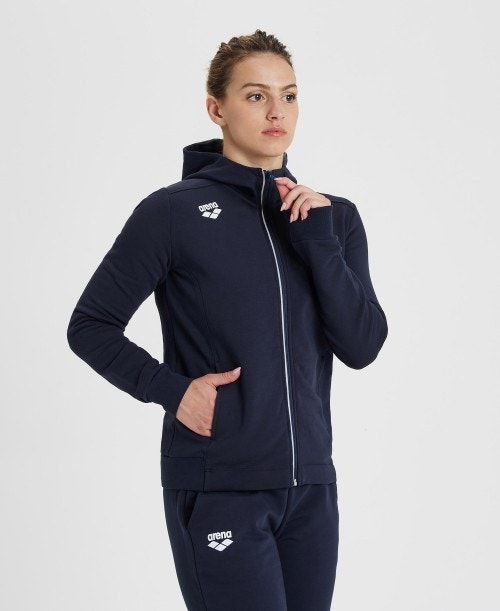 Arena Team Hooded Jacket Panel Naisten Takit Laivastonsininen | 36507GHRU