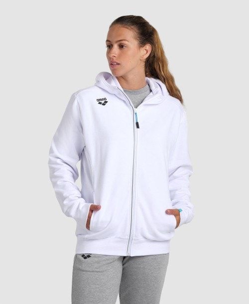 Arena Team Hooded Jacket Panel Naisten Takit Valkoinen | 73526LSPG