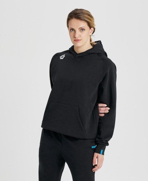 Arena Team Hooded Sweatshirt Panel Miesten Neulepuserot Mustat | 39184PAGN