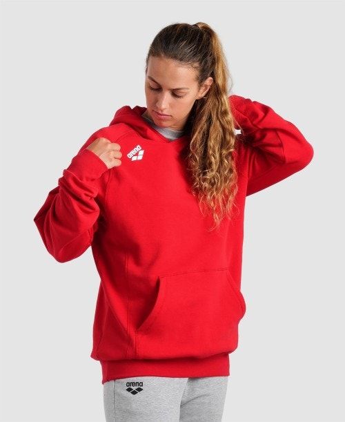 Arena Team Hooded Sweatshirt Panel Naisten Neulepuserot Punainen | 25134SWBY