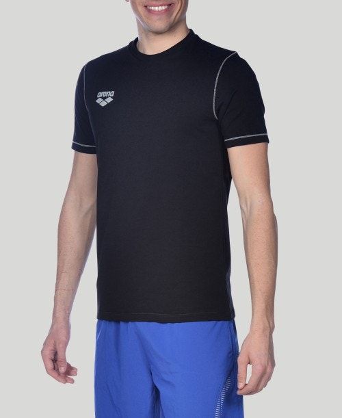 Arena Team Line Short Sleeve Tee Miesten Shortsit Mustat | 78210EGIU