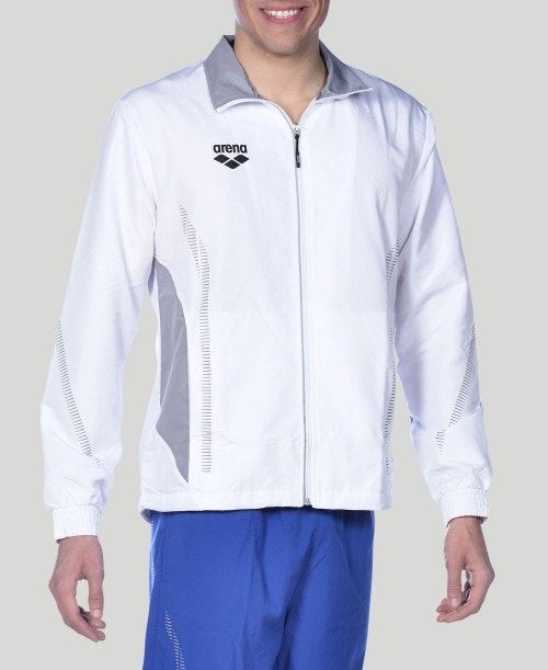 Arena Team Line Warm-up Jacket Miesten Takit Valkoinen Harmaat | 41368VNWP