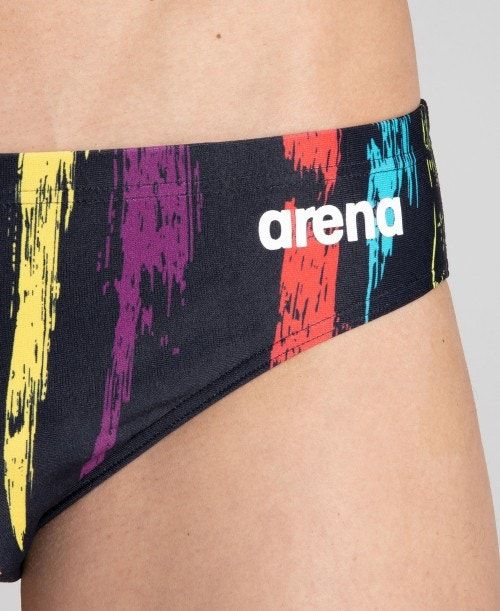 Arena Team Painted Stripes Brief Miesten Alushousut Mustat Monivärinen Keltainen | 12540VCDU